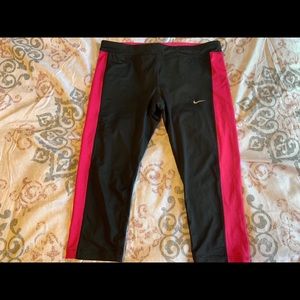 Black Nike Leggings with Pink Stripe